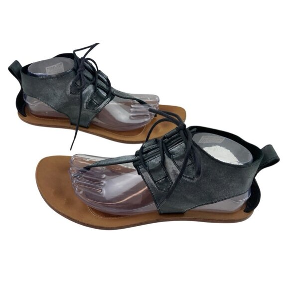 *SOREL Summer Boot Sandal Womens 10 Gray Distressed Leather Gladiator Festival - Picture 10 of 16